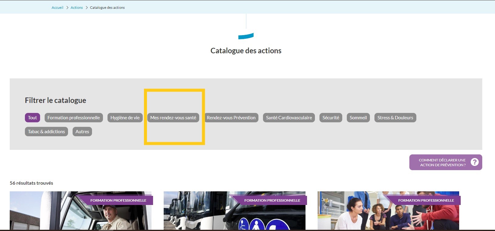 catalogue des actions de prévention