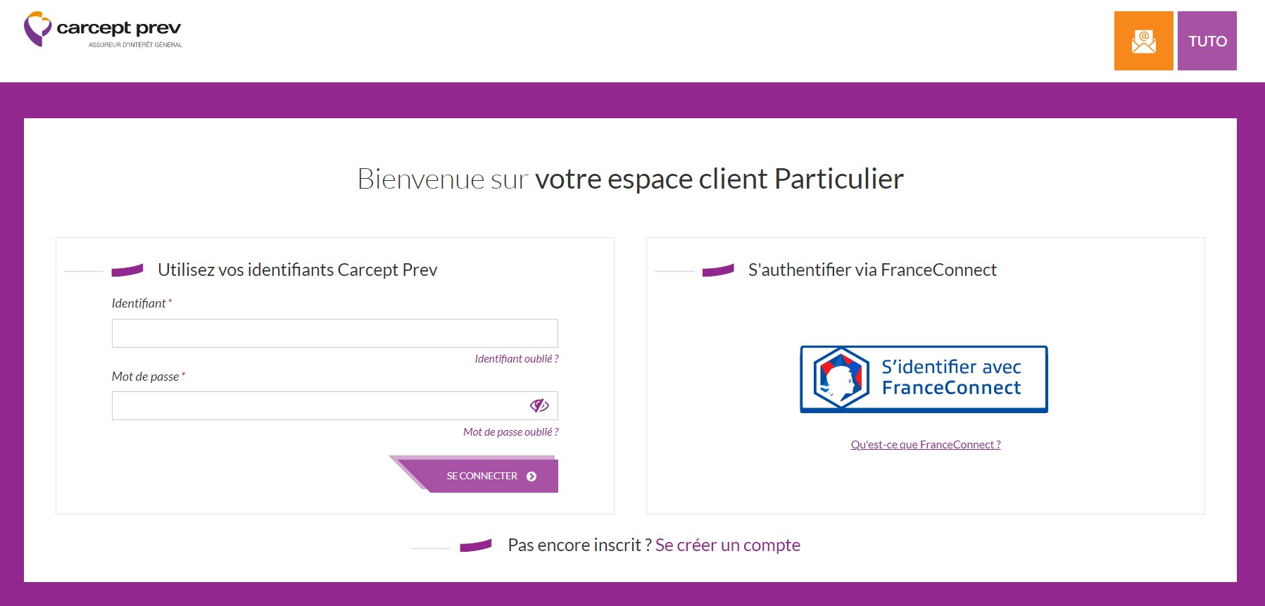 page d'identification Carcept Prev page d'identification Carcept Prev